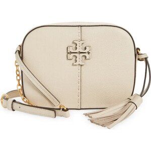 NWT Tory Burch McGraw Camera Leather Crossbody Brie Off White AUTHENTIC